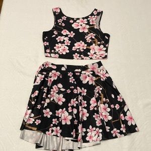 Floral skirt and crop top set